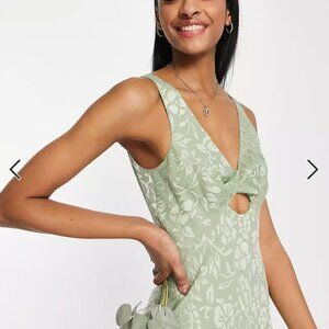 ASOS DESIGN | Bridesmaid twist front maxi dress with floral devore detail